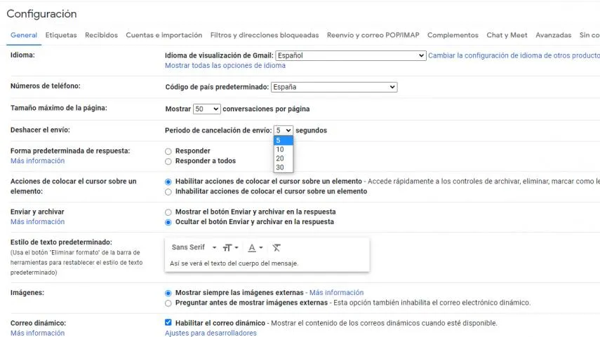 Deshacer envio gmail